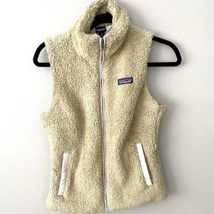 Patagonia Vest Jacket Adult XS Beige Los Gatos Fuzzy Fleece Sweater Logo Womens